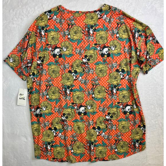 Lularoe Floral Polka Dot Minnie Mouse Plus Sized 3XL Disney Tunic Shirt New - Picture 2 of 4